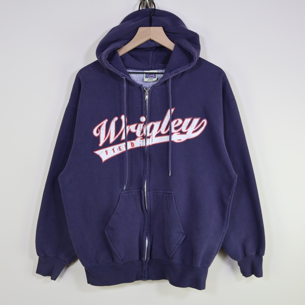Wrigley Field Chicago Cubs Zip Hoodie Large Authentic Life Apparel Sporty Navy